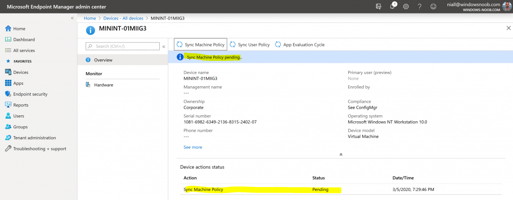 Using device sync and device actions in Microsoft Endpoint Manager ...